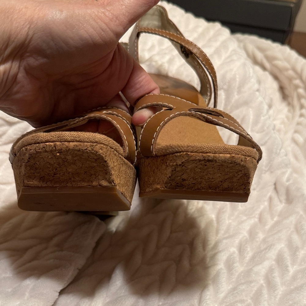 Apostrophe Tan Cork Wedge Sandals with Ankle Strap - Picture 3 of 8